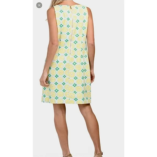 Sail to Sable Lemon Print‎ Sleeveless Shift Dress MEDIUM Diamond Colorful - Image 4