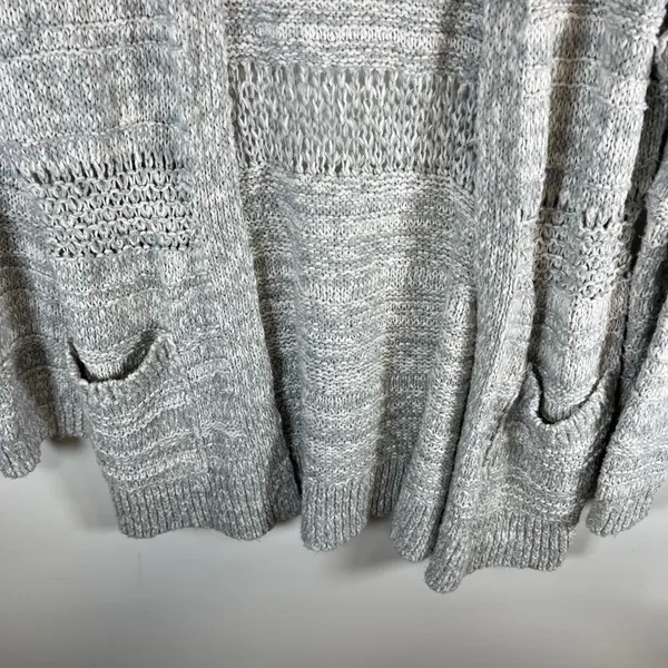 Abercrombie Fitch Women Knit Open Front Cardigan Sweater Light Gray‎ Size S - Image 3