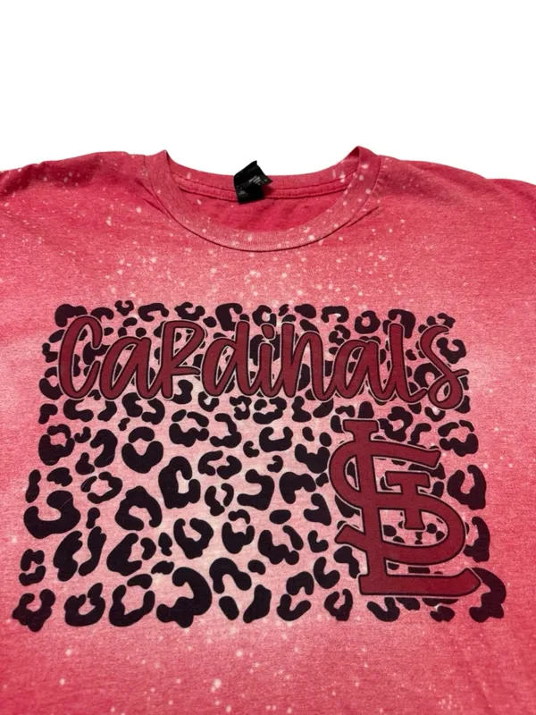 Red Animal Print Baseball Tee Size L - Image 2
