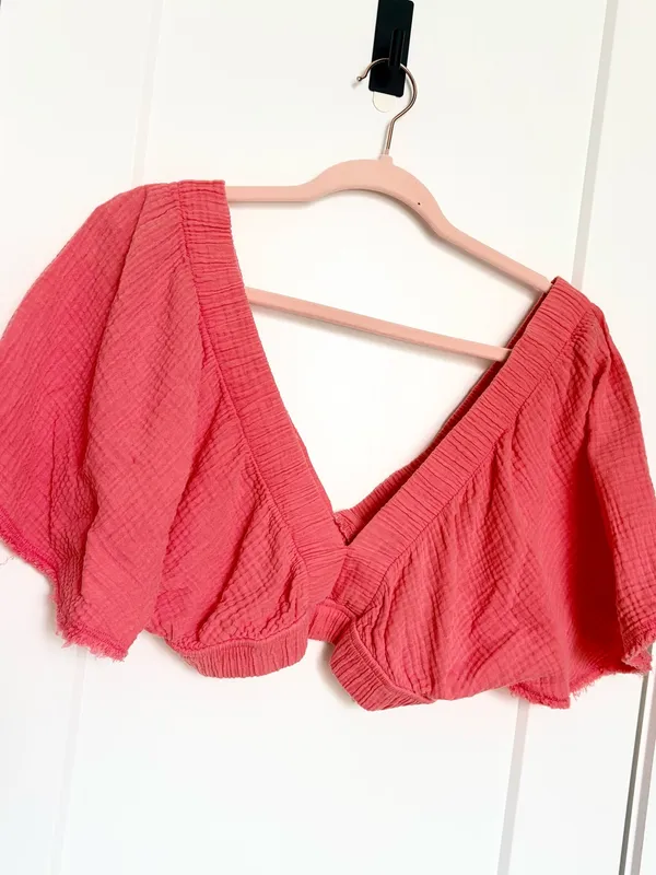 aerie Gausy Coral Crop Beach Top XS NWT - Image 2