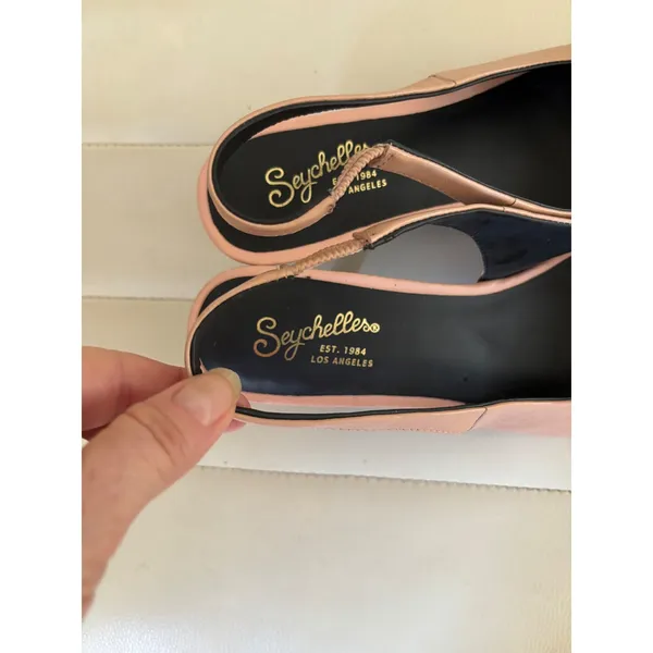 Seychelles Nude Pink Leather Pointed Toe Slingback Kitten Heels Pumps Size‎ 7 - Image 3