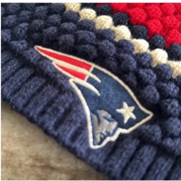 Patriots Fan Knit Beanie - Navy, Red, and Cream - Image 8