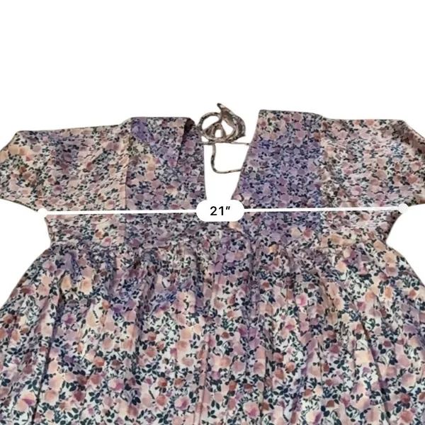 Lulus‎ Floral Babydoll Mini Dress Womens S Pink V Neck Open Back Boho Cottage - Image 8