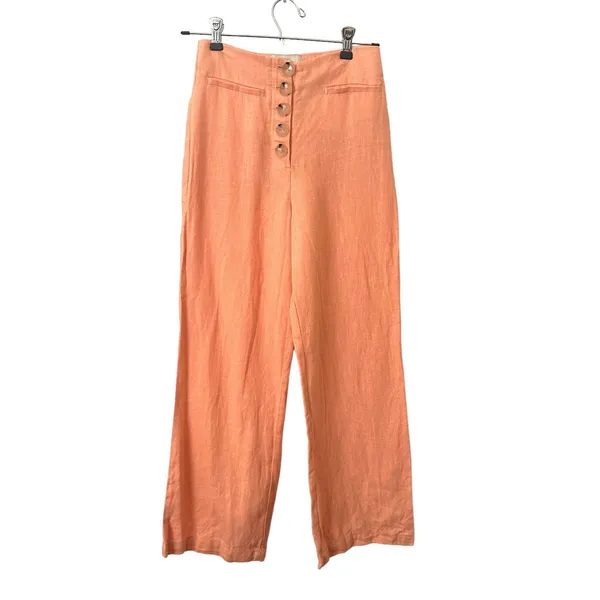 PALOMA WOOL Adeline Linen‎ Pant Peach Sz 34 (US 2) - Image 2
