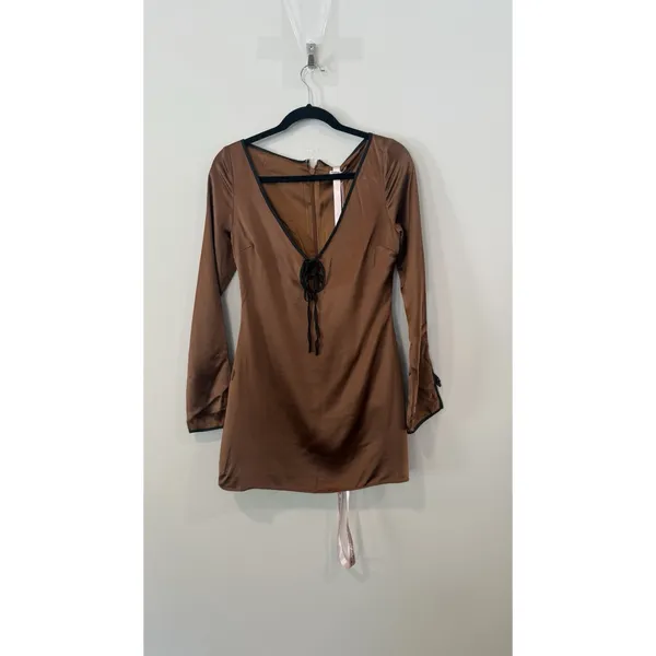 NWT House of CB Sakina Copper Satin Mini Dress Size Small - Image 4