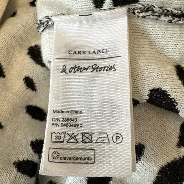 & Other Stories Crew Neck Black Cream Polka Dot Sweater Size S Cotton Modal Silk - Image 8