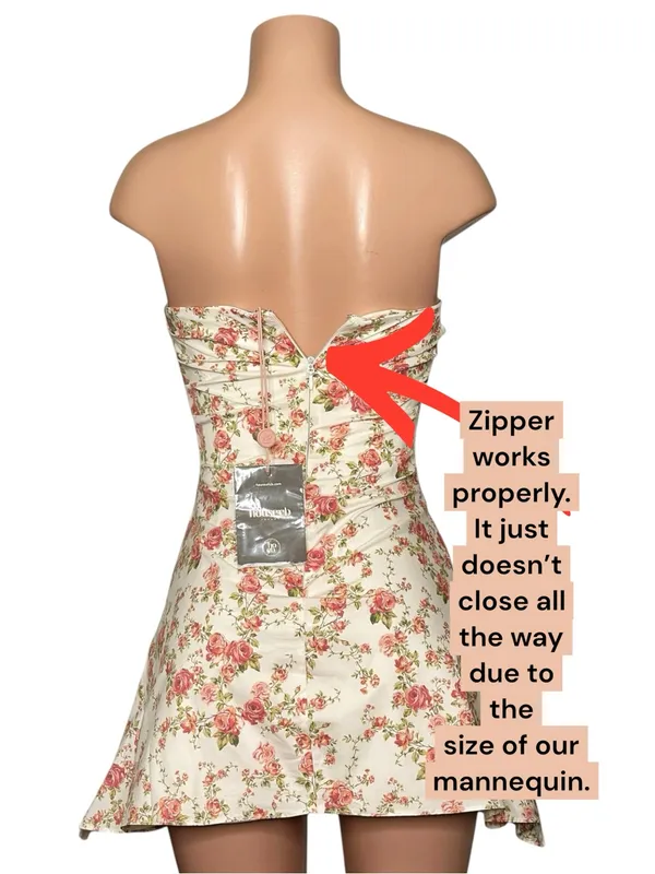 HOUSE OF CB Jasmine Draped Strapless Corset Mini Dress, Rose Print, Small - Image 5