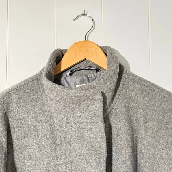 J.Crew Wool Blend Coat Size 10 Gray Zip Front Funnel Neck Jacket - Image 3