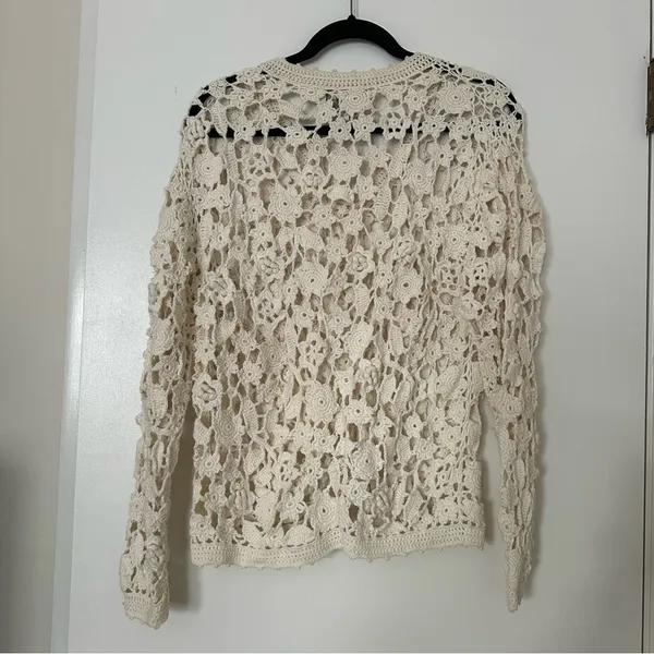Express Tricot Vintage Crochet Long Sleeve Cotton Blend Top Womens Large Boho - Image 5