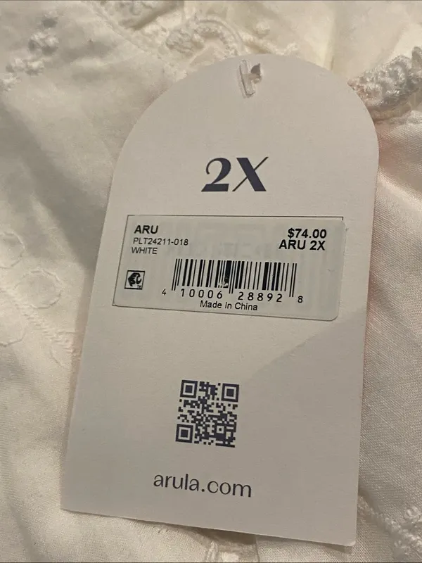 Arula Cotton White Lace Tie Front Tank Vest NWT 2X - Image 4