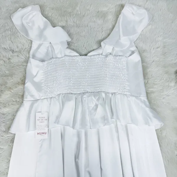 SHOW ME YOUR MUMU‎ Reese White Ruffle Dress Size 1X Bridal Shower Beach Wedding - Image 9