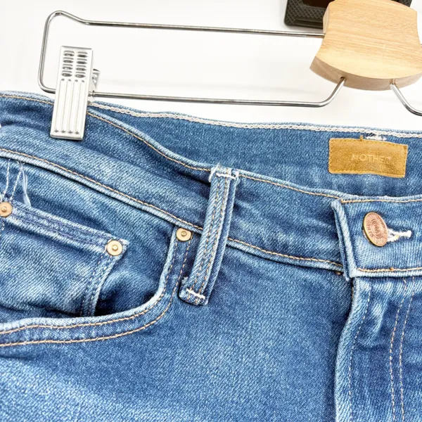 Mother Womens Blue Mid Rise Straight Leg Classic Denim Jeans Size 28 - Image 2