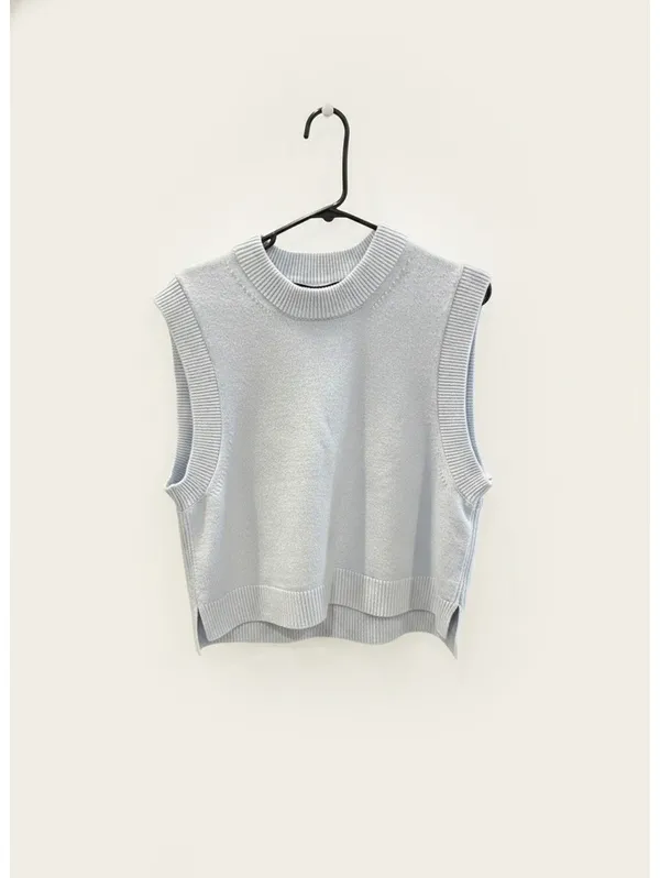 French Connection Sleeveless Knit Sweater Cottage Vest Blue XL Coastal Fisherman - Image 2