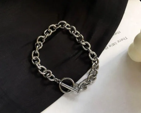 Titanium Steel Link Chain Bracelet for Men Women, Punk Hip Hop Bracelet - Image 2