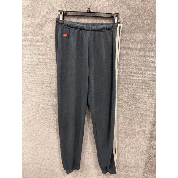 Aviator Nation Women Sweatpants S Charcoal Grey 5-Stripe Logo Joggers - Image 3