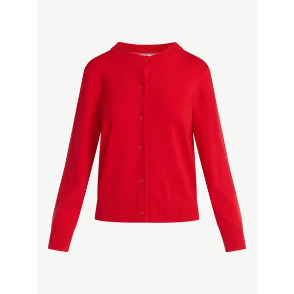 Free Assembly Womens Cardigan Size L Just Red Cozy Yarn Button Up Knit Sweater - Image 2
