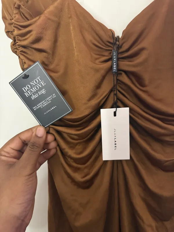 JLUXLABEL Tan Auric Deep Plunge Maxi Dress - Image 7