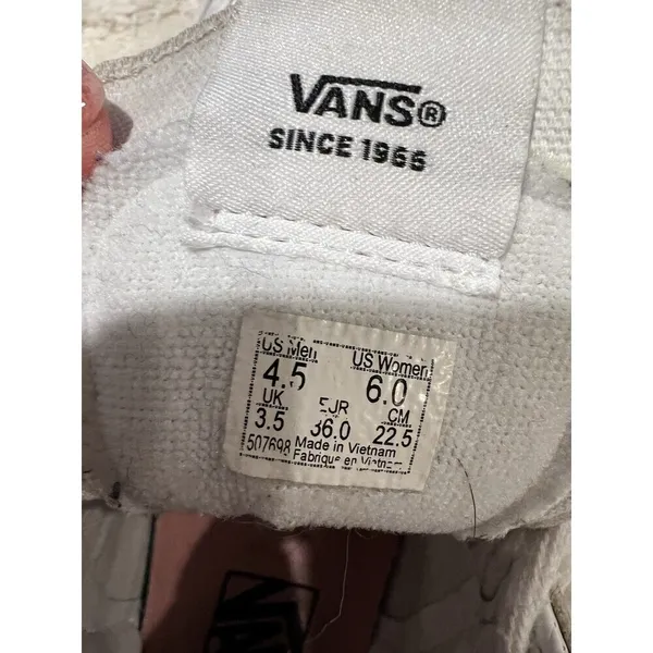 Vans SK8 Classic Hi White Leather Pink Stripe Skate Shoes Womens SZ M 4.5 W 6 - Image 5