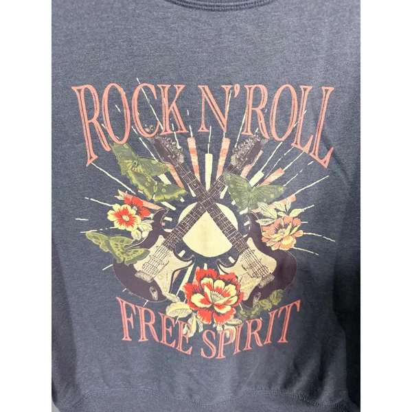 Maurices Sweatshirt Rock N Roll Free Spirit Pullover Large Gray Rocker Graphic - Image 3