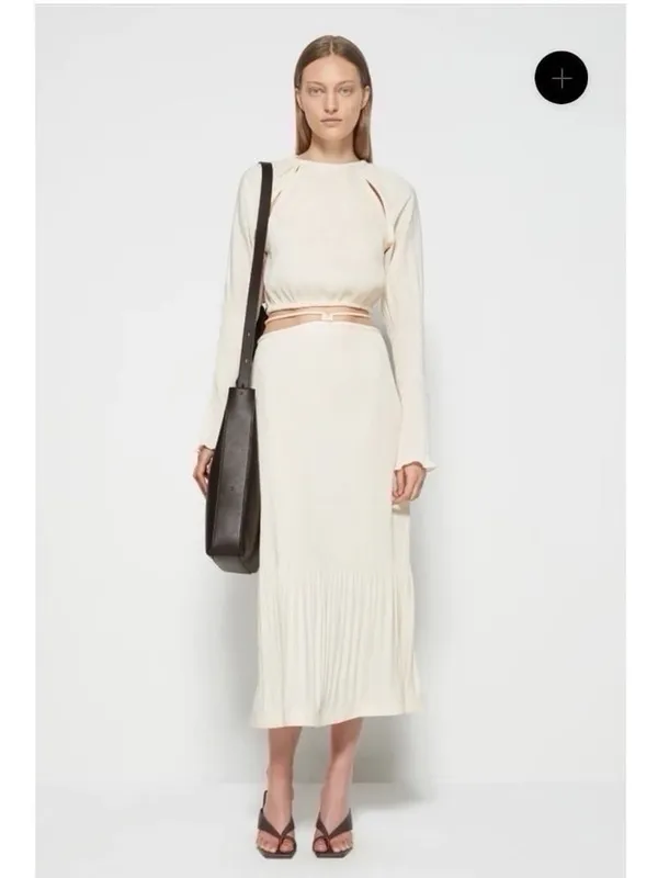 NEW Jonathan Simkhai Women’s Mia Plisse Skirt Sandstone - Image 2