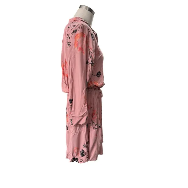 Free People BONNIE Dusty Rose Rayon Print Long Sleeved Mini Dress Size Small - Image 5