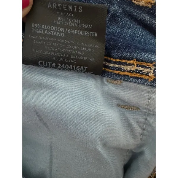 Artemis Vintage Womens High Rise Double Button Flare‎ Jeans Distressed - Image 9