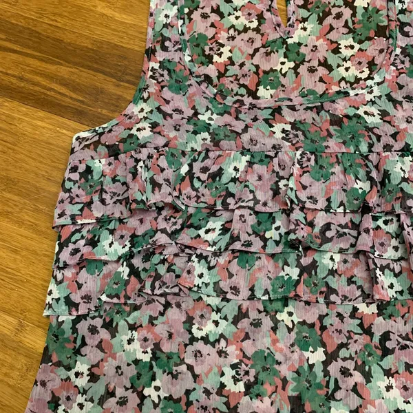 Express Floral Ruffle Tank Top Womens‎ Size Small Sleeveless Blouse Casual Cute - Image 2