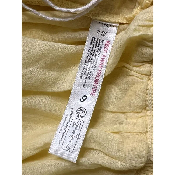 Free People Feelin Fancy Romper Mellow Yellow Ruffle Lace Small Cotton - Image 7