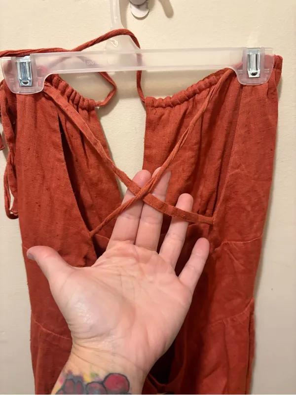 Free People halter wide leg romper Terra cotta size XS - Image 4