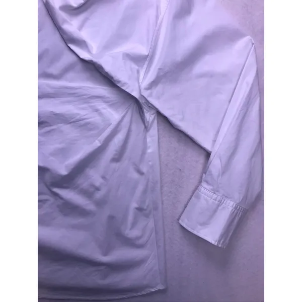 Zara Poplin Button Down Shirt Womens Medium‎ White Long Sleeve Pocket - Image 8
