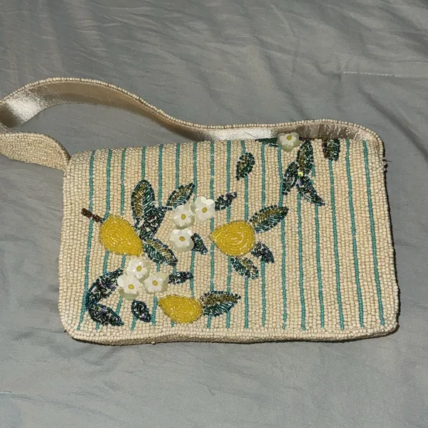 NWT Yellow and Green Floral with Lemons Beaded Bag Viral TikTok Marshall’s Bag - Image 3
