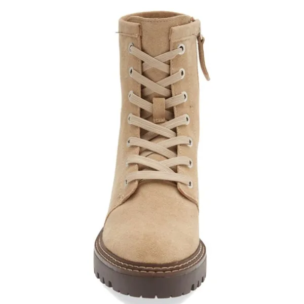 NEW NORDSTROM Moonie Water Resistant Leather Combat Boot In Beige Sand - Image 8