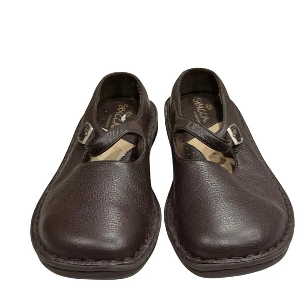 Sbicca Mary Jane Buckle Strap Shoes‎ 6.5 Brown Pebbled Leather Comfort Cottage - Image 5