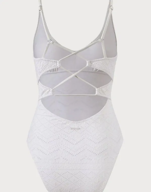 Berlook White Geometric Cutout One-Piece Swimsuit 67 - Image 7