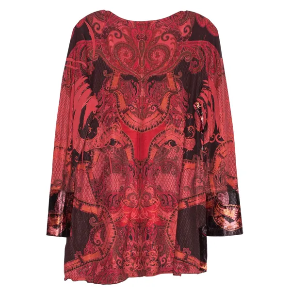 Live and let live Tunic Sweater Velvet Whimsigoth Boho Romantic Goth Festival Red Black Size Large - Image 2