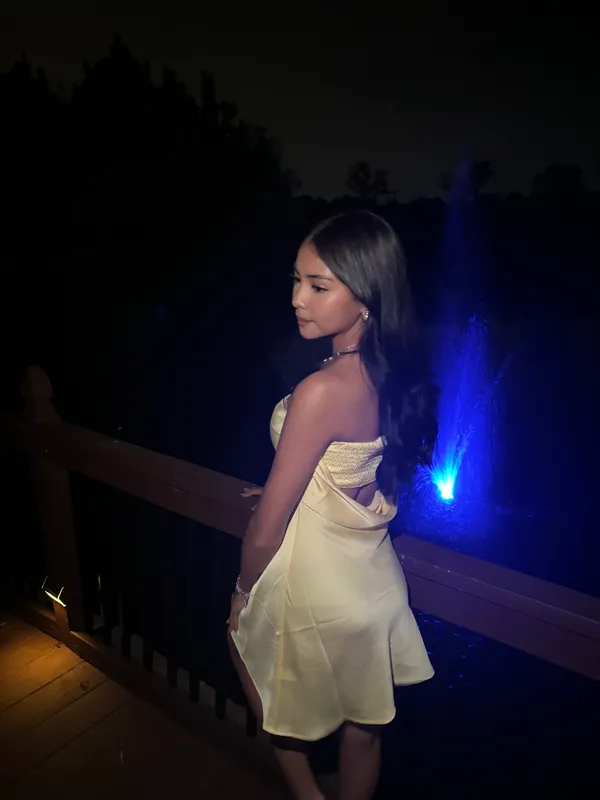 yellow satin dress - Image 5