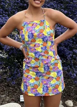 Zara multicolored floral print mini dress size medium Dress - Image 2