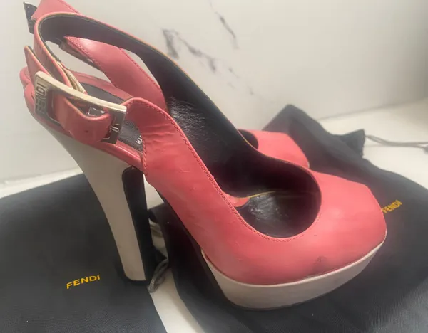 Platform Peep Toe High Heels Pink/White Made in Italy Women’s shoe size 36 - Image 11