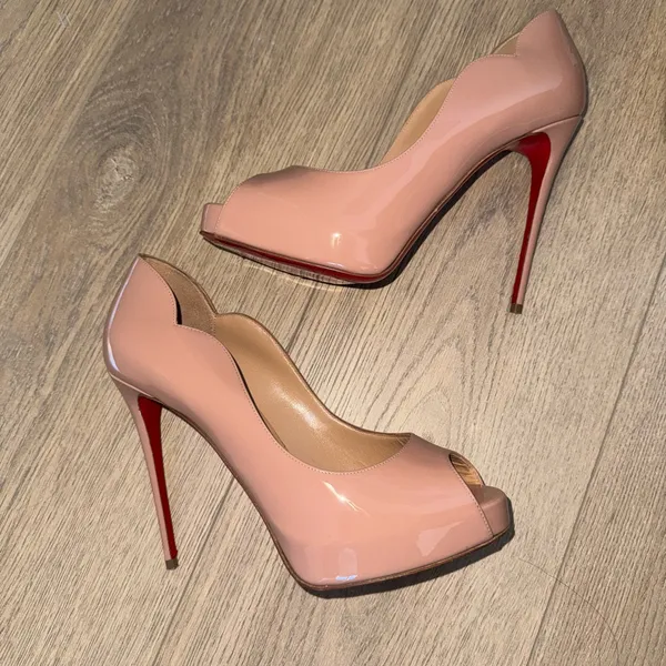 CL Hot Chick Alta 120 mm Open-toe pumps - Patent calf leather - Blush - Women - Image 13