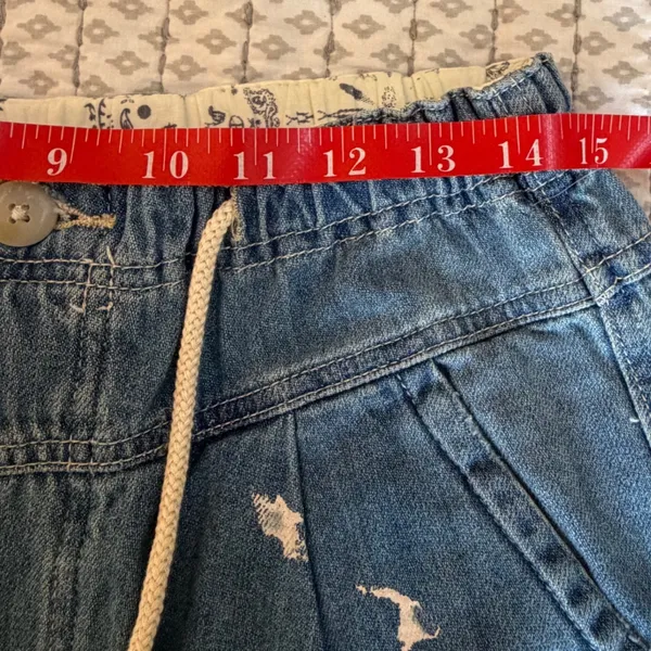 Free People Pacific Blue Paint Splatter Distressed‎ Denim Joggers XS NWT - Image 6