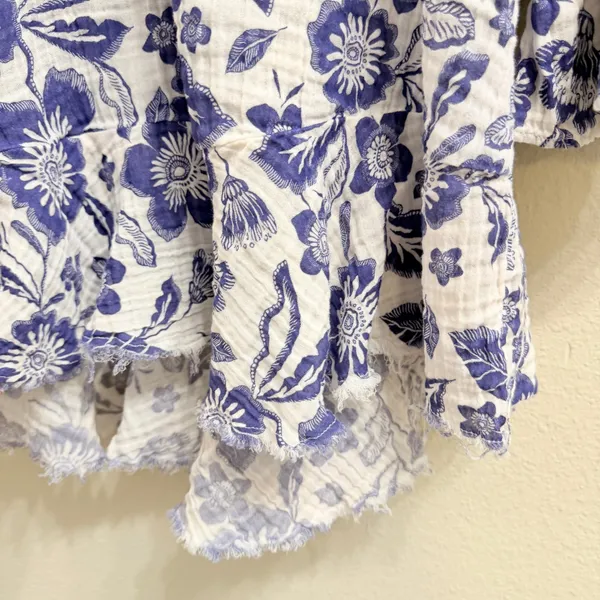 Anthropologie Floral Gauze Mini‎ Dress Size Large Tunic Coverup Gauzy Cotton - Image 10
