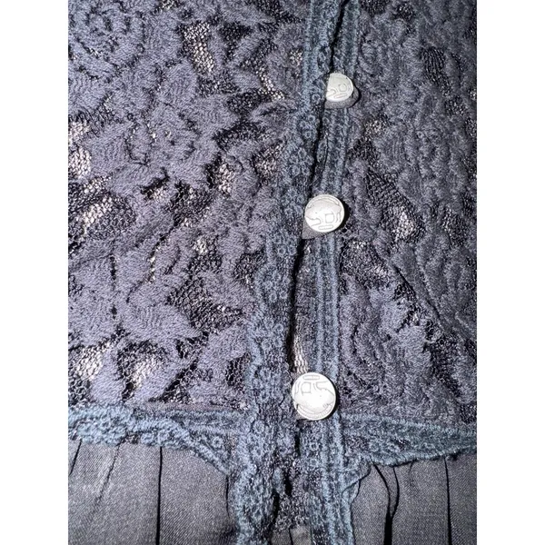 Vintage Jody Lace Peplum Vest Women's XL Sheer Witchy Goth Whimsygoth Fall - Image 6
