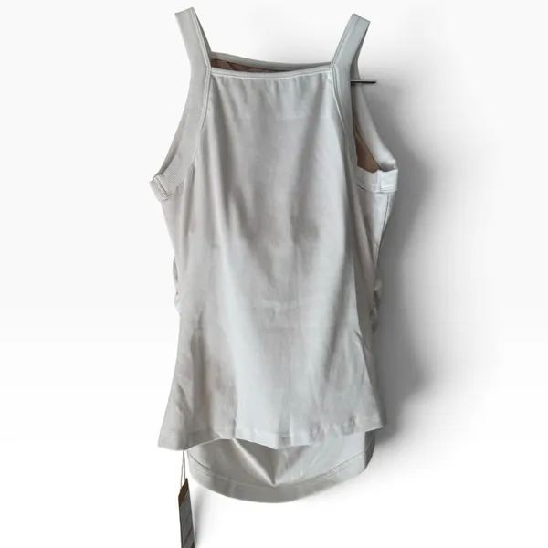 NWT OGL Plantive Chic Square Neck Ruched Rib Bra Tank Top White Size Medium - Image 3