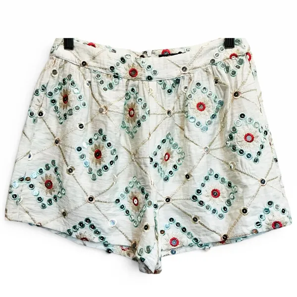 Anthropologie BLITHE Mirror Geo‎ Long Sleeve Tie Front Top & Shorts Set New S - Image 5