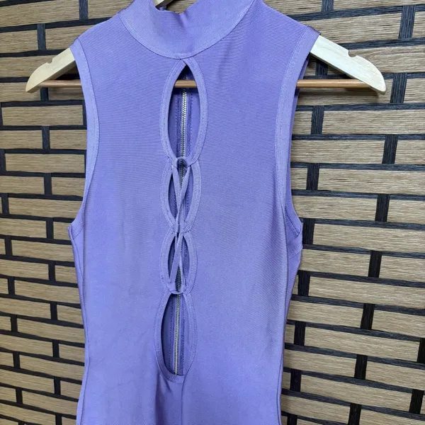 House‎ Of London Harun Lilac Lace Up Bandage Dress Size Medium - Image 4