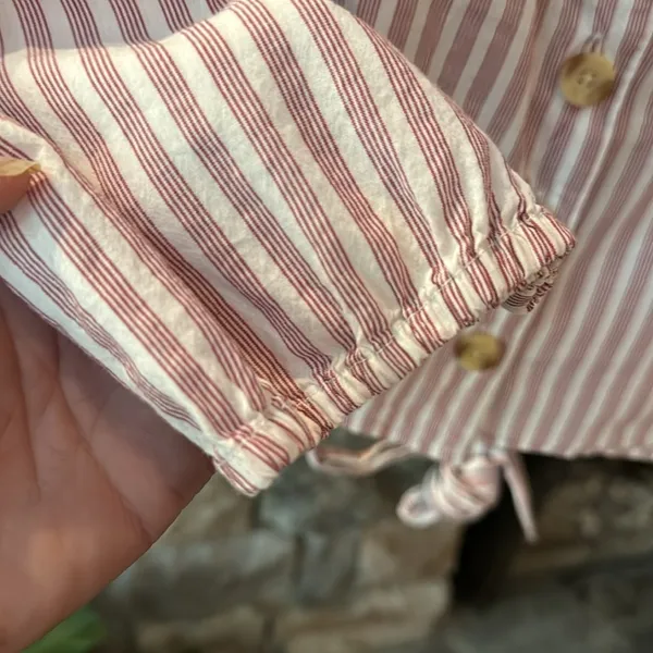 Abercrombie & Fitch Tie Front Stripe‎ Button Front Top, M - Image 6