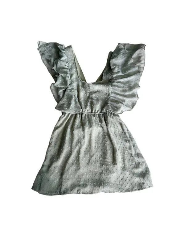 Sage Green Swiss Dot Babydoll Mini Dress - Size S - NWT - Image 5