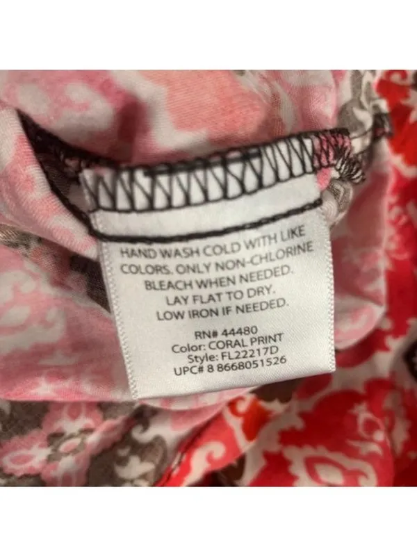 Faded Glory Coral Print Womens Sleeveless Dress Size M (8-10) Elastic Waist - Image 6