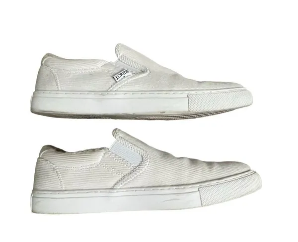 J Crew Woman's Ivory Corduroy Slip-On Sneakers with Sherpa Lining Cozy Size 9 - Image 7