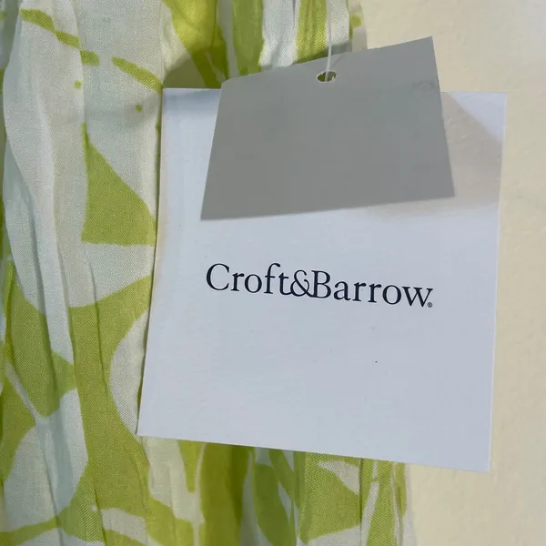 Croft & Barrow‎ Womens XL Lime Green White Tropical Leaf Midi Skirt NWT - Image 4